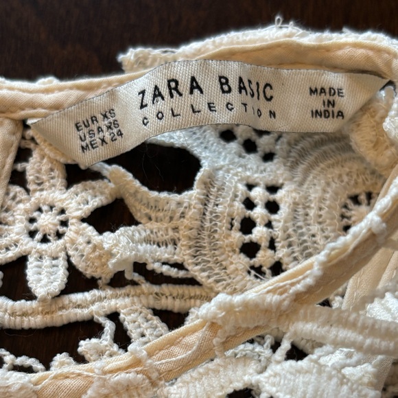 Zara Basic Collection Floral Lace Sleeveless Cream Top XS Feminine Cottagecore - Picture 3 of 8